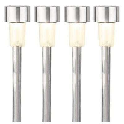 Lumineo Prikspot solar - 8x - LED - zilver - H36 cm - RVS