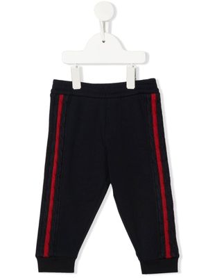 Moncler Enfant pantalon de jogging à patch logo - Bleu