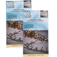 Set van 2x stuks clusterverlichting 700 warm witte lampjes met timer 14 m