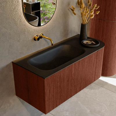 Badmeubel Mondiaz Kurve | 105 cm cm | Meubelkleur Ruby | Wastafelkleur Urban | Solid surface | Wasbak links zijde spoelbak | Zonder kraangat(en)