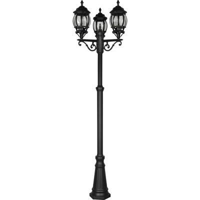 LED Tuinverlichting - Staand - Buitenlamp - Trion Velo - E27 Fitting - 3 Lichtpunten - Mat Zwarte - Aluminium