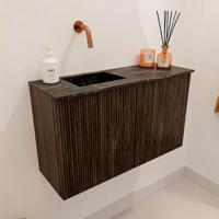 Toiletmeubel Mondiaz Joya Dlux | 70 cm | Meubelkleur Walnut | Faye wastafel Lava Wasbak Links | Zonder kraangat(en)