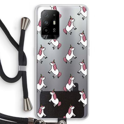 Eenhoorns overal: Oppo A95 5G Transparant Hoesje met koord