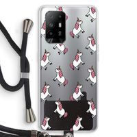 Eenhoorns overal: Oppo A95 5G Transparant Hoesje met koord