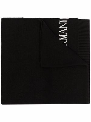 Emporio Armani écharpe à logo intarsia - Noir