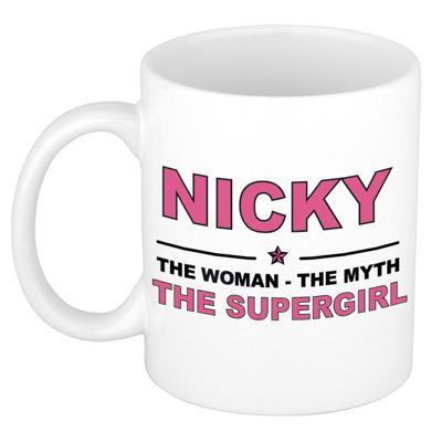 Nicky cadeau mok - Woman Myth Supergirl - naam koffiemok - 300 ml - collega - moederdag