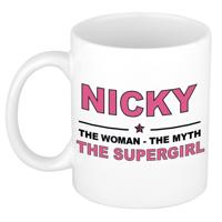 Nicky cadeau mok - Woman Myth Supergirl - naam koffiemok - 300 ml - collega - moederdag