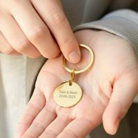 Sleutelhanger graveren - Rond - Goud