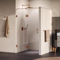 Brauer Void - Nisdeur - 2-Delig - Helder Glas - 110 x 200 cm - Omkeerbaar - met Draaideur 60 cm - Aan Glas - incl. Glascoating - PVD Koper