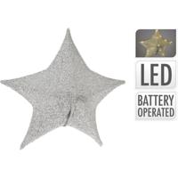 Kerstster 50 Cm 30 Led Stof Zilver