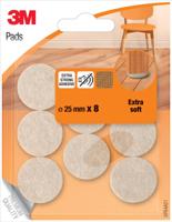 3M beschermende vloerpads, uit vilt, diameter 25 mm, blister van 8 stuks