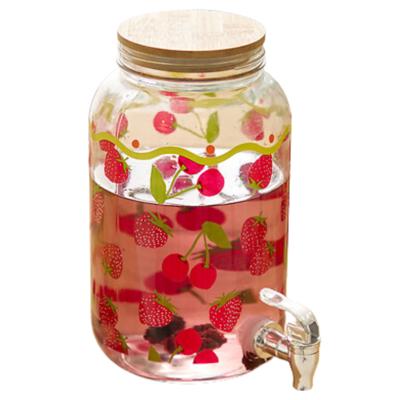 Secret de Gourmet Drankdispenser - 4 liter - rood - glas - limonadetap - waterdispenser