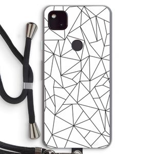 Geometrische lijnen zwart: Pixel 4a 5G Transparant Hoesje met koord