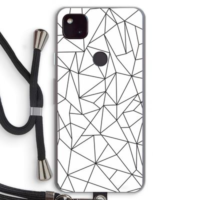 Geometrische lijnen zwart: Pixel 4a 5G Transparant Hoesje met koord