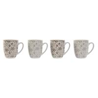 Set van 4 mokken Home ESPRIT Bruin Beige Blommor 340 ml