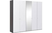 Goossens Kledingkast Easy Storage Ddk, Kledingkast 253 cm breed, 220 cm hoog, 4x glas draaideur en 1x spiegel draaideur midden