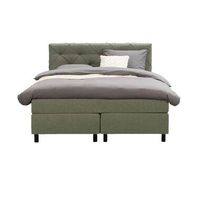 Boxspring Liv geruit - groen - 140x200 cm - ronde poot - Leen Bakker - thumbnail