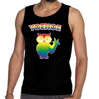 Yoehoe gay pride tanktop met knipogende uil zwart voor heren 2XL  -