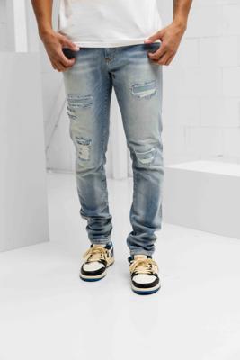 Malelions Slim Fit Destroyed Denim Broek Heren Lichtblauw - Maat 32 - Kleur: Lichtblauw | Soccerfanshop