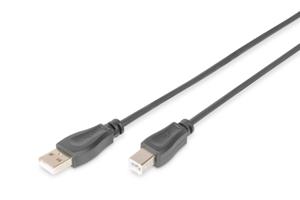 Digitus USB-kabel USB 2.0 USB-A stekker, USB-B stekker 5.00 m Zwart Rond, Afgeschermd (dubbel) AK-300105-050-S