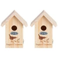 2x Vogelhuisjes met vogel silhouet 19,5 x 9,5 cm 2x Vogelhuisjes met vogel silhouet 19,5 x 9,5 cm