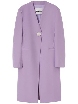 Jil Sander manteau boutonné à col v - Violet