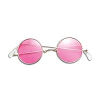 Ronde John Lennon stijl verkleed bril - roze - Sixties/hippie/flower power