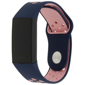 Fitbit Charge 3 & 4 Sport Bandje - Donkerblauw Roze - SM