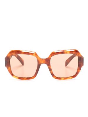 Prada Eyewear lunettes de soleil oversize à effet écailles de tortue - Marron