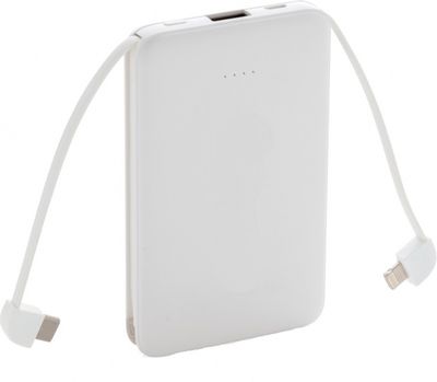 XD Collection powerbank 5.000 mAh met kabels 10,5 cm wit