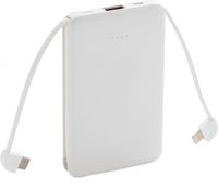 XD Collection powerbank 5.000 mAh met kabels 10,5 cm wit - thumbnail