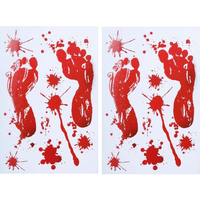 Horror raamstickers bloedspetters - 2x - 25 x 35 cm - herbruikbaar - Halloween thema decoratie/versi