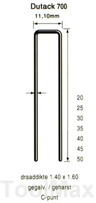 Dutack 11.1mm nieten | 60mm | 10.000 stuks - 5056045