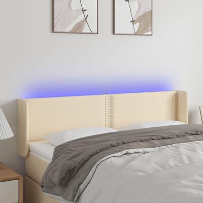 Hoofdbord LED 147x16x78/88 cm stof crèmekleurig
