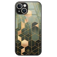 iPhone 14 glazen hardcase - Kubus groen