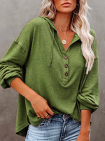 Khaki Long Sleeve Buttoned Sweatshirt - thumbnail