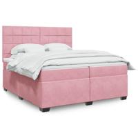 Boxspring met matras fluweel roze 200x200 cm
