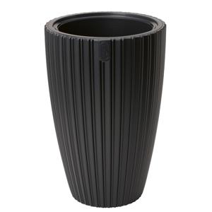 Form Plastic Plantenpot/bloempot Mika - kunststof - zwart - D30 x H48 cm - met binnenpot