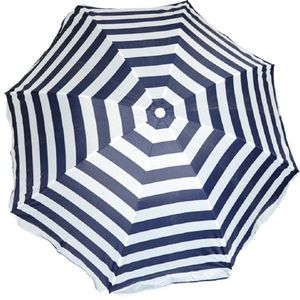 Parasol - blauw/wit - gestreept - D120 cm - UV-bescherming - incl. draagtas   -