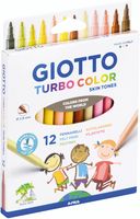 Giotto Turbo Color Skin Tones viltstiften, etui van 12 stuks