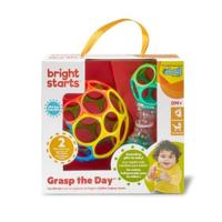 BRIGHT STARS O'Ball Baby Cadeauset met 2 Babyspeeltjes: een Rammelaar en een Klassieke O Ball in Rood, Geel, Blauw en Groen