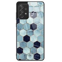 Samsung Galaxy A72 glazen hardcase - Blue cubes