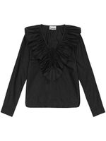 GANNI blouse en coton biologique à volants - Noir