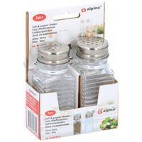 Alpina Zout- En Pepervaatjes Glas/Rvs Transparant/Zilver 2 Stuks