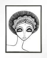 Urban Cotton Wandkleed 'Leyla' 110 x 145cm in Floating Frame - black