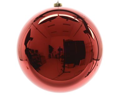 Kerstbal plastic glans kerstrood 140 mm - Ksd