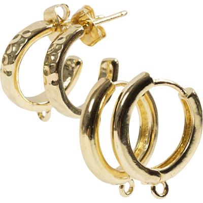 Creativ Company Grote oorbellen met oog, d 15 mm, dikte 3 mm, verguld, 2x2 paar/ 1 doos