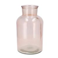 Bloemenvaas melkbus fles model - helder gekleurd glas - zachtroze - D17 x H30 cm