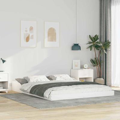 Bedframe Wit 160 x 210 cm Massief grenenhout