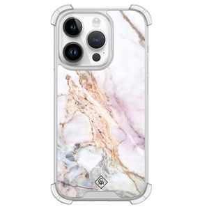 iPhone 14 Pro siliconen shockproof hoesje - Parelmoer marmer